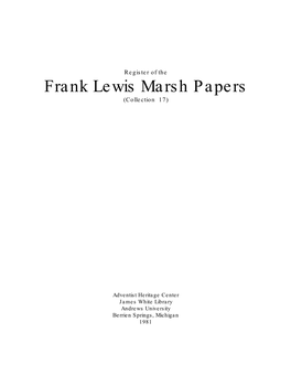 Frank Lewis Marsh Papers (Collection 17)