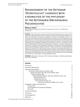 "Reassessment of the Aetosaur "Desmatosuchus" Chamaensis With