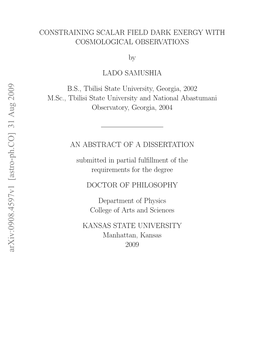 Constraining Scalar Field Dark Energy with Cosmological Observations