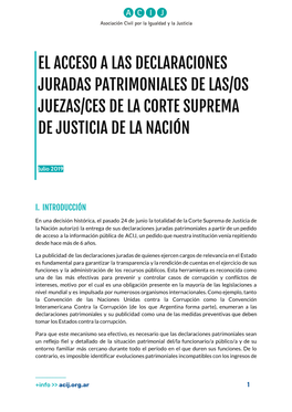 El Acceso a Las Declaraciones Juradas Patrimoniales De Las/Os Juezas/Ces De La Corte Suprema De Justicia De La Nación