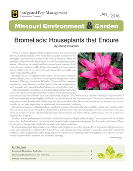 Missouri Environment and Garden Newsletter, January 2016