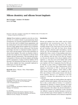 Silicon Chemistry and Silicone Breast Implants