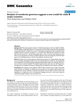 Downloaded from the Broad Insti- Chromosomal Duplications Generated the Gene Clusters at Tute