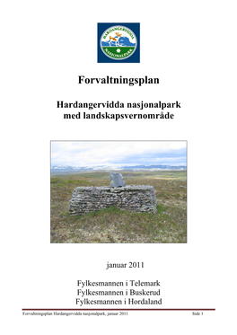 Forvaltningsplan for Hardangervidda Nasjonalpark Med