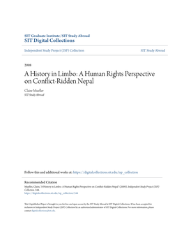 A Human Rights Perspective on Conflict-Ridden Nepal Claire Mueller SIT Study Abroad