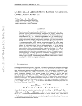 Large-Scale Approximate Kernel Canonical Correlation Analysis