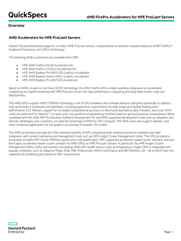 AMD Firepro Accelerators for HPE Proliant Servers Overview