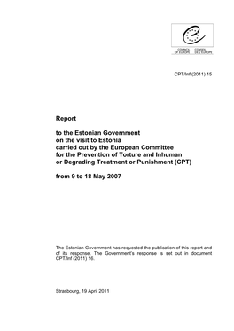 Report to the Estonian Government on the Visit to Estonia Carried out By