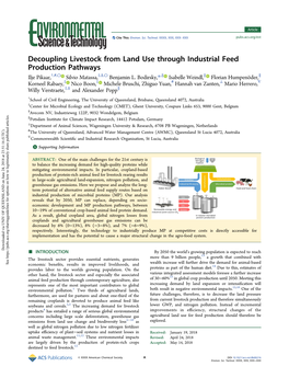 Decoupling Livestock from Land Use Through Industrial Feed Production Pathways † # ○ ‡ § ○ ∥ ∥ ∥ Ilje Pikaar, , , Silvio Matassa, , , Benjamin L