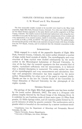 TRIPLITE CRYSTALS from COLORADO1 C. W. Wor,Le2 and E