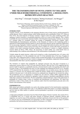 Transformation Study of Pentlandite/Pyrrhotite to Violarite