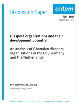 Diaspora Organisations and Their Development Potential