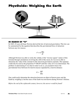 Phyzguide: Weighing the Earth