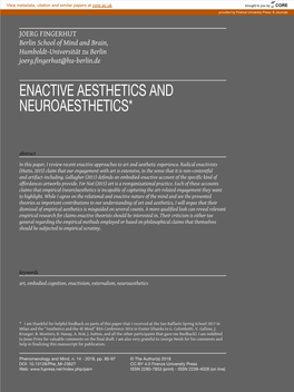 Enactive Aesthetics and Neuroaesthetics*