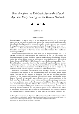 Transition from the Prehistoric Age to the Historic Age: the Early Iron Age on the Korean Peninsula