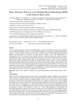 Water Allocation with Use of the Building Block Methodology (BBM) in the Godavari Basin, India