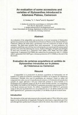 An Evaluation of Some Accessions and Varieties of Stylosanthes Introduced in Adamawa Plateau, Cameroon