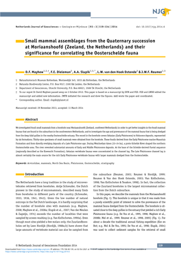 Small Mammal Assemblages from the Quaternary Succession at Moriaanshoofd (Zeeland, the Netherlands) and Their Significance for Correlating the Oosterschelde Fauna