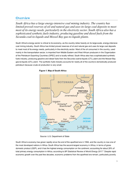 Overview South Africa Has a Large Energy-Intensive Coal Mining Industry