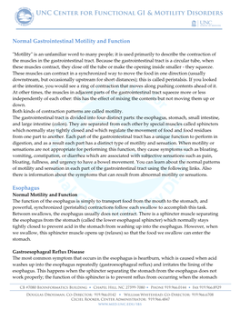 Normal Gastrointestinal Motility and Function Esophagus