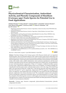 Crataegus Spp.) Fruits Species for Potential Use in Food Applications