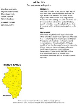 Winter Tick Dermacentor Albipictus ILLINOIS RANGE