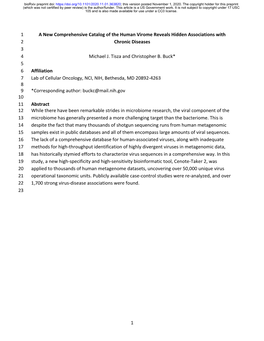 A New Comprehensive Catalog of the Human Virome Reveals Hidden Associations with 2 Chronic Diseases 3 4 Michael J