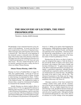 The Discovery of Lecithin, the First Phospholipid