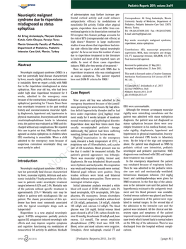 Neuroleptic Malignant Syndrome Due to Risperidone Misdiagnosed As