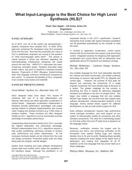 What Input-Language Is the Best Choice for High Level Synthesis (HLS)?