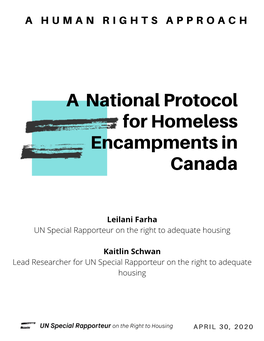 A National Protocol for Homeless Encampments in Canada