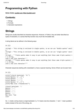 Programming with Python Strings