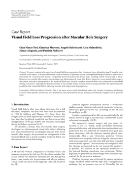 Visual Field Loss Progression After Macular Hole Surgery