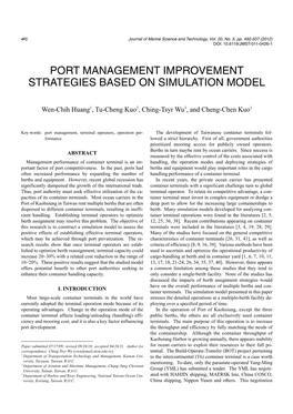 Port Management Improvement Strategies Based on Simulation Model