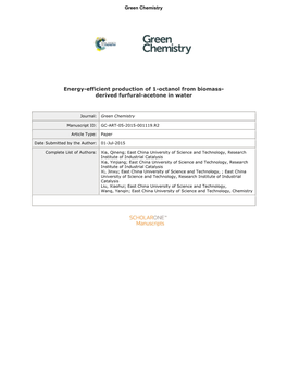 Energy-Efficient Production of 1-Octanol from Biomass- Derived