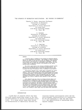 Timothy B. Knopp, Associate Professor University of Minnesota College of Forestry Department of Forest Resources 110 Green Hall 1530 North Cleveland Avenue St