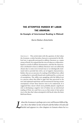 THE ATTEMPTED MURDER by LABAN the ARAMEAN: an Example of Intertextual Reading in Midrash1