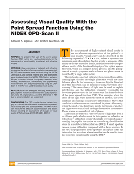 Assessing Visual Quality with the Point Spread Function Using the NIDEK OPD-Scan II