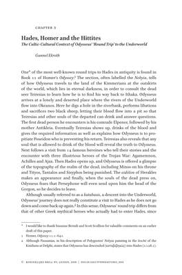 Hades, Homer and the Hittites the Cultic-​Cultural Context of Odysseus’ ‘Round Trip’ to the Underworld