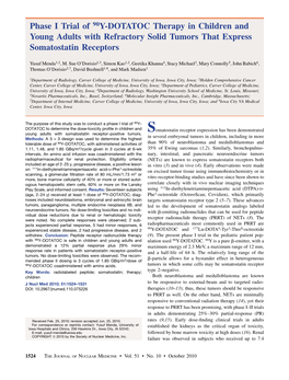 Phase I Trial of 90Y-DOTATOC Therapy in Children and Young Adults with Refractory Solid Tumors That Express Somatostatin Receptors