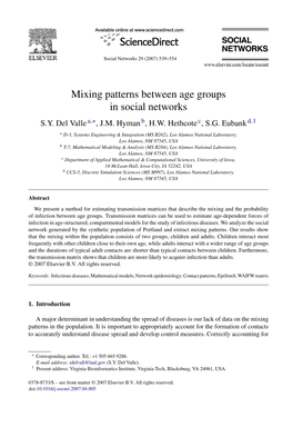 Mixing Patterns Between Age Groups in Social Networks S.Y