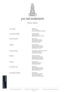 JAY RICHARDSON Music Editor