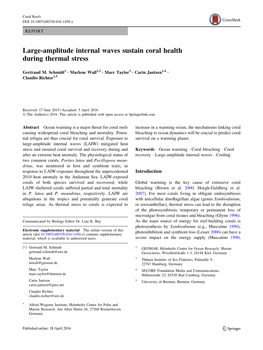 Large-Amplitude Internal Waves Sustain Coral Health During Thermal Stress