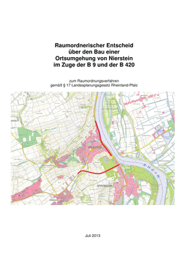 Raumordnerischer Entscheid Über Den Bau Einer Ortsumgehung Von Nierstein Im Zuge Der B 9 Und Der B 420