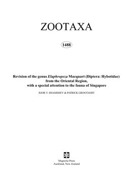 Zootaxa, Revision of the Genus Elaphropeza Macquart (Diptera