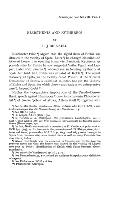 KLEISTHENES and KYTHERROS by P. J. BICKNELL Milchhoefer Twice