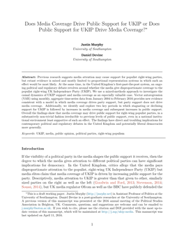 Does Media Coverage Drive Public Support for UKIP Or Does Public Support for UKIP Drive Media Coverage?∗