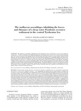 The Molluscan Assemblages Inhabiting the Leaves and Rhizomes of a Deep Water Posidonia Oceanica Settlement in the Central Tyrrhenian Sea