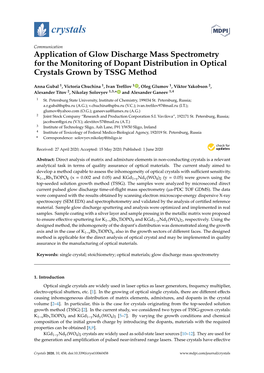 Application of Glow Discharge Mass Spectrometry for the Monitoring of Dopant Distribution in Optical Crystals Grown by TSSG Method