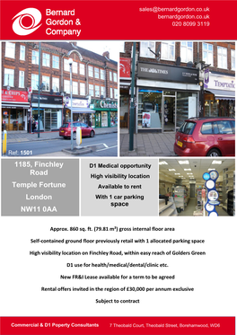 1185, Finchley Road Temple Fortune London NW11